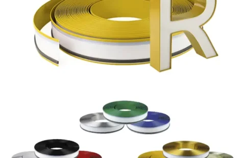 tira metálica dorada para señalización